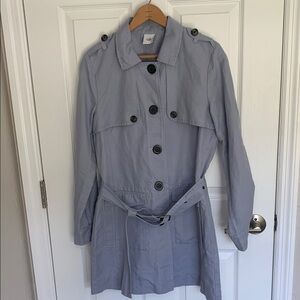Cabi Tanner Trench coat in silver lake blue size small
